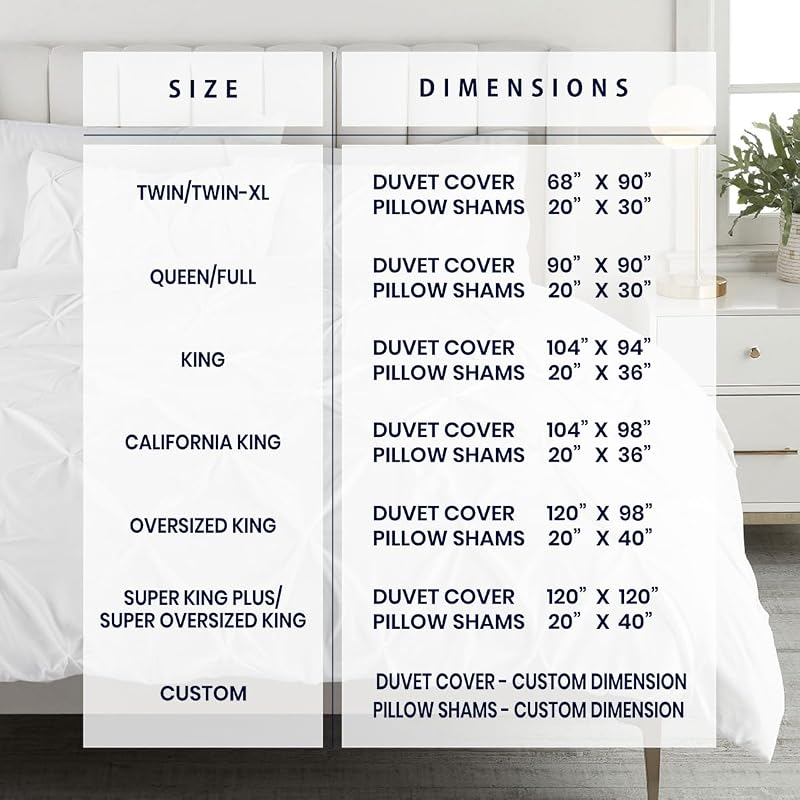 Queen/Full 3-Piece Pinch Pleated Duvet Cover Set - 100% Egyptian Cotton 600TC in White (No Comforter) - Zipper Closure & 7 Internal Ties