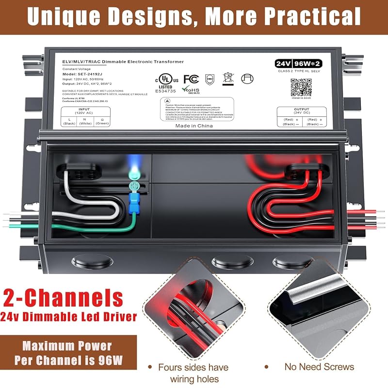 24V 192W Dimmable LED Driver with Junction Box – Triac ELV/MLV, 5-Year Warranty