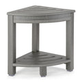 Corner Shower Stool with Storage Shelf, HDPE Shower Bench Grey