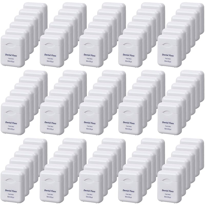 Mimorou 96 Pack Dental Floss Bulk Mint Flavored White 1.5 ft (Pack of 100)