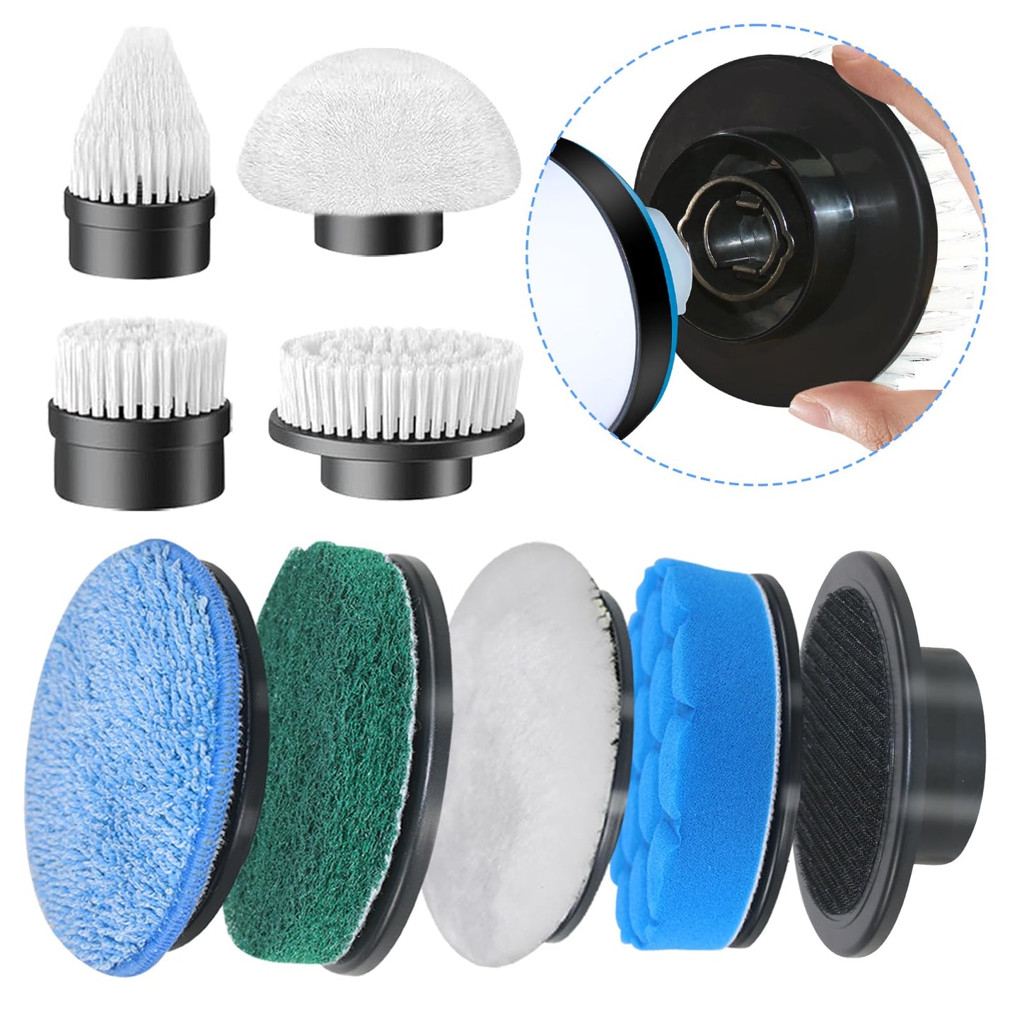 GOSLMYY Replaceable Brush Heads Set, 9 Pack Brush Heads for Electric Spin Scrubber, Cordless Spin Scrubber Brush for Most Brands of ANS-8051A&ANS-8050 Electric Cleaning Brush, for Bathroom, Kitchen