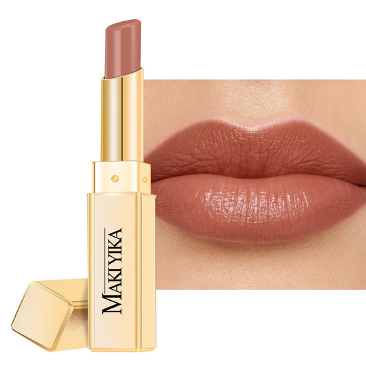 MAKI YIKA Moisture Nude Lipstick for Women Hydrate Lip Balm for Dry Cracked Lips Weightless Glossy Lip Color Juicy Finish,MA055 Mica Nude