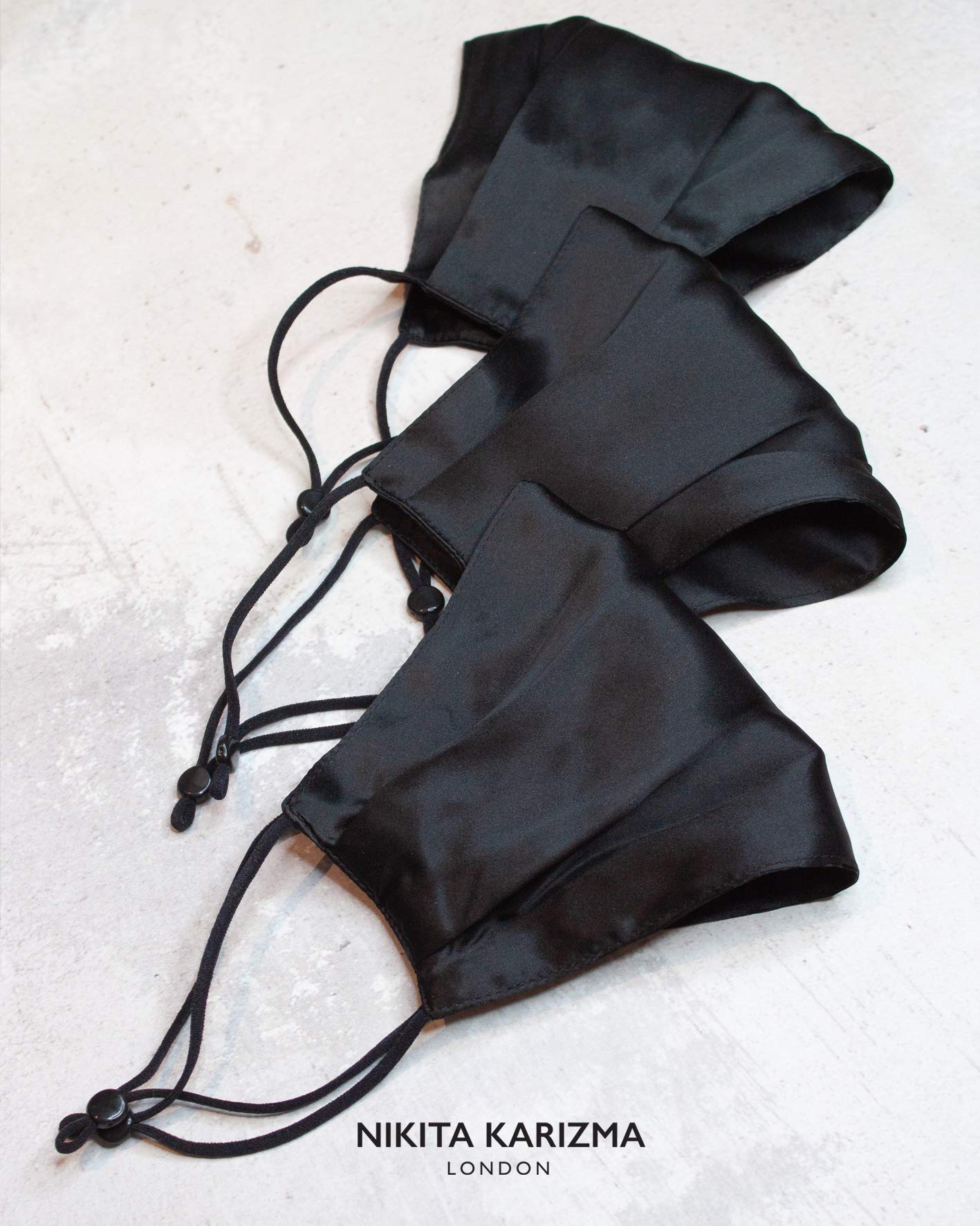 KARIZMA Beverly Hills Silk Face Mask 3 Pack Collection. Black Fashionable Designer Face Mask for Women. Washable Fabric Face Mask Reusable Facemask. 19 Momme Real Mulberry Silk Masks