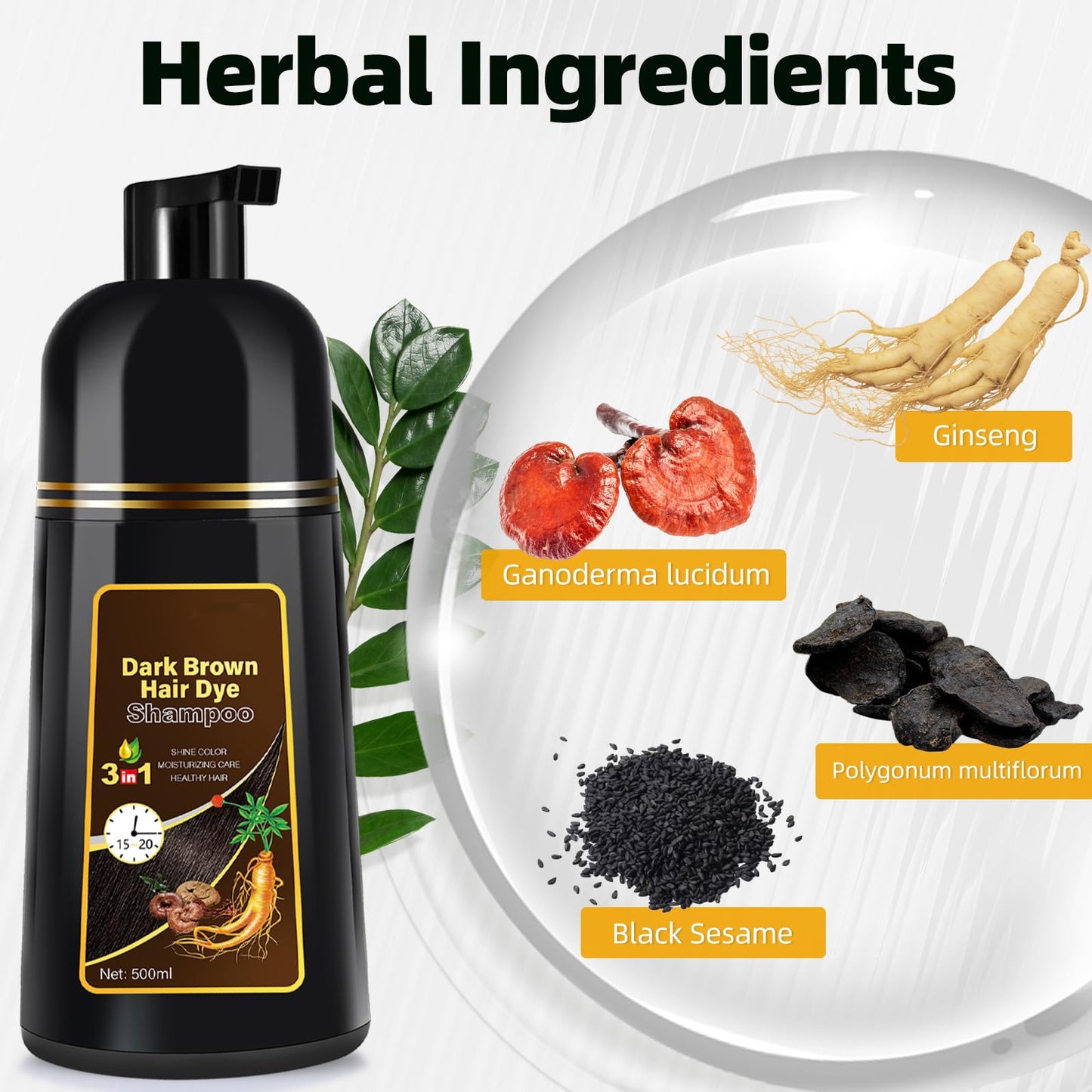 BELEZALIB Dark Brown Hair Dye Shampoo, Hair Color Shampoo 3 in 1, Semi-Permanent Gray Hair Coverage for Woman & Man, Mild Formula, Lasts 30 Days(16.90 oz)