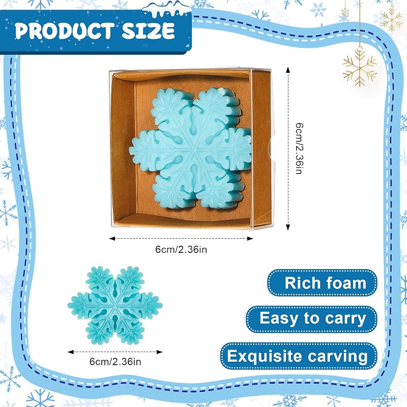 Snowflakes Christmas Bar Soap Gift Set - 50 Handmade Soaps with Exquisite Box