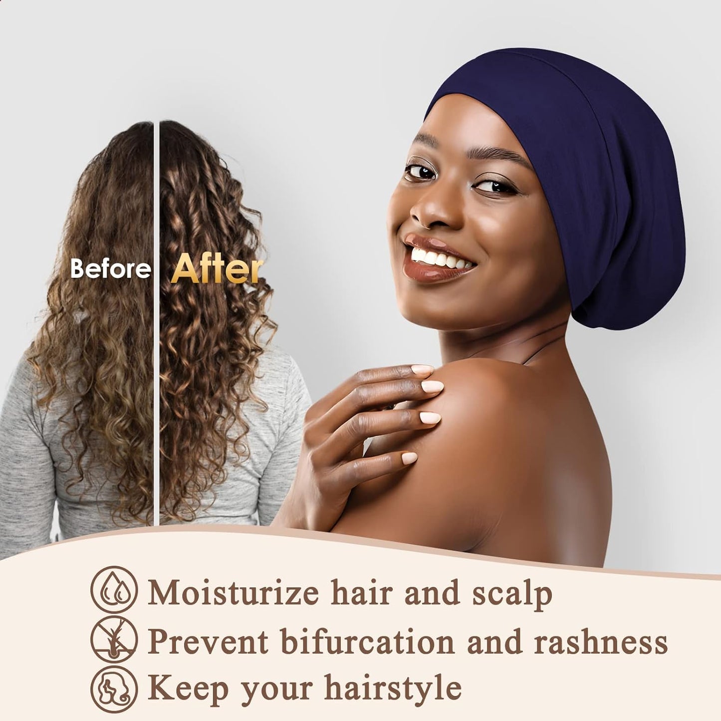 100% Silk Dreadlock Cap & Bonnet for Sleeping - Extra Large Hair Cover for Men & Women