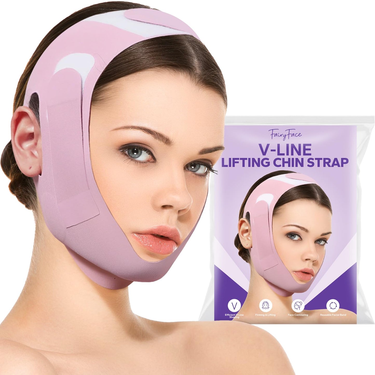 FairyFace V-Line Lifting Chinstrap, V-Line Mask, Chinstrap for Sleeping, Reusable Face Strap, Chin Up Patch, V-Shaped Belt, Shaped Face Mask for Sagging