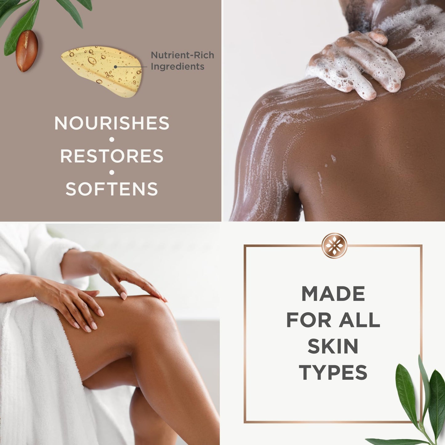 Argan Magic Hyaluronic Acid Body Wash - Cleanses, Refreshes & Softens with Hydrating Hyaluronic Acid and Nourishing Argan Oil | Paraben Free, Cruelty Free (32 Fl Oz)