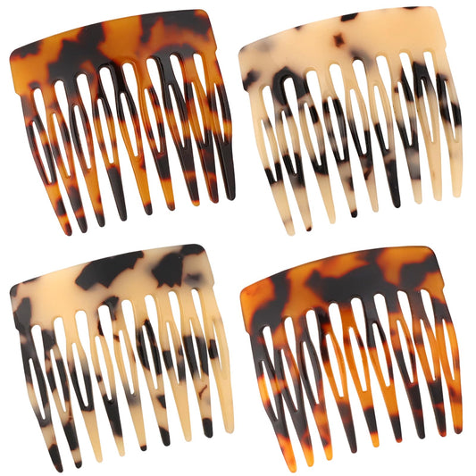 4 Pcs French Hair Side Combs Twist Combs Small Combs for Styling Decorative French Hair Comb for Women Bun Chignon Up-Do Styling Girls Hair Accessories