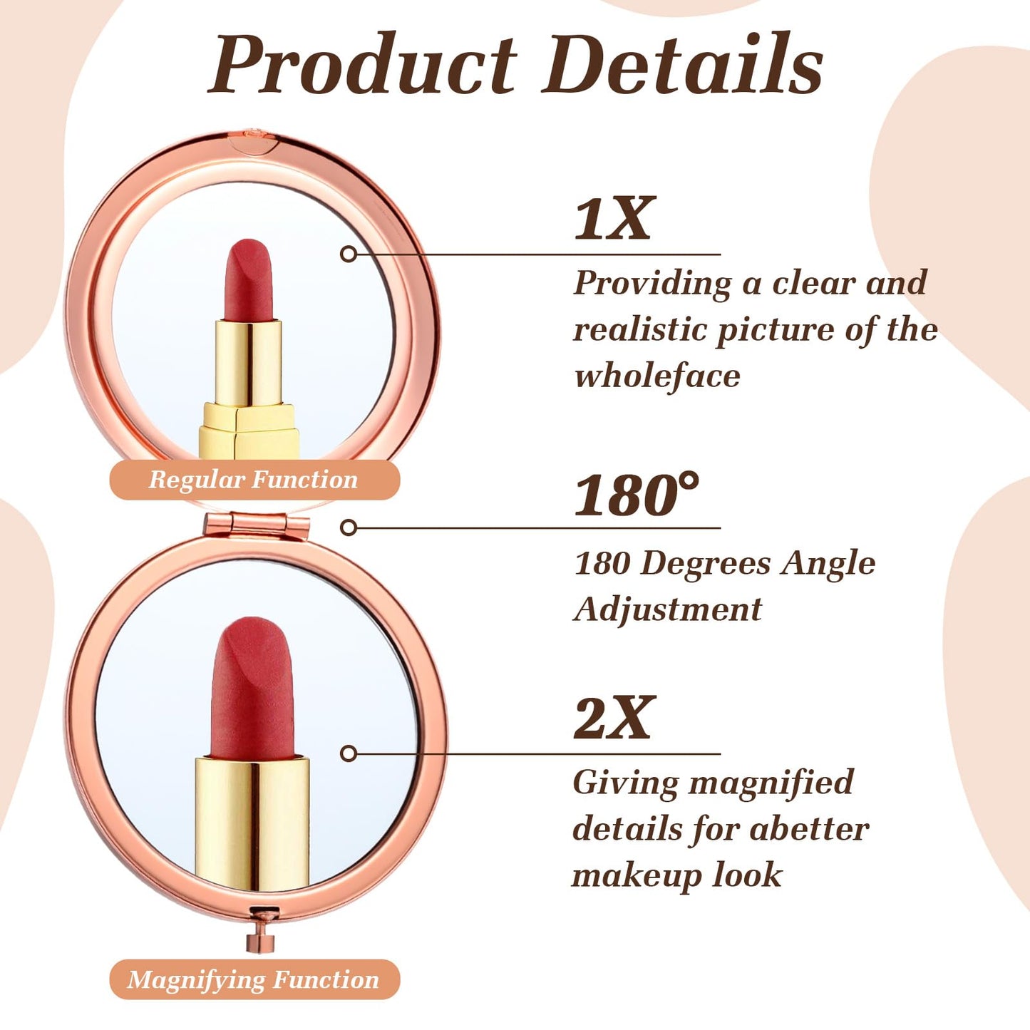 Limbeuuu 10 Pcs Inspirational Compact Mirror Sometimes You Forget You're Awesome Appreciation Gifts for Women Mother's Day Party Favors Magnifying Pocket Mirror (Rose Gold)