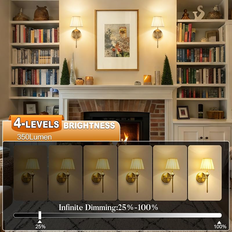 Battery Operated Wall Sconces - 2 Pack with Dimmable LED, Remote, 10000mAh, 3000K-6000K (Dull Bronze)