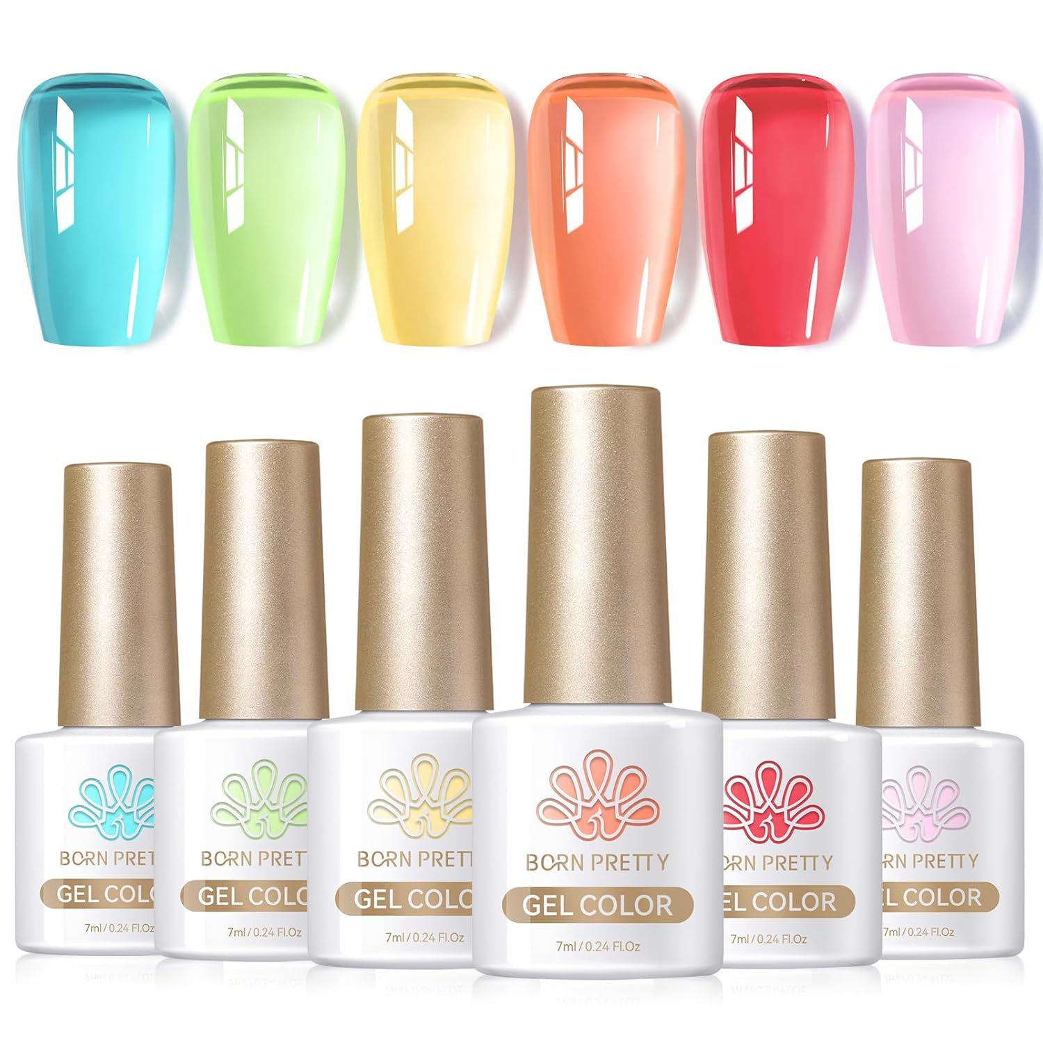 Born Pretty Neon Jelly Gel Nail Polish Set - Halloween Colors, Soak Off UV/LED for Salon & DIY
