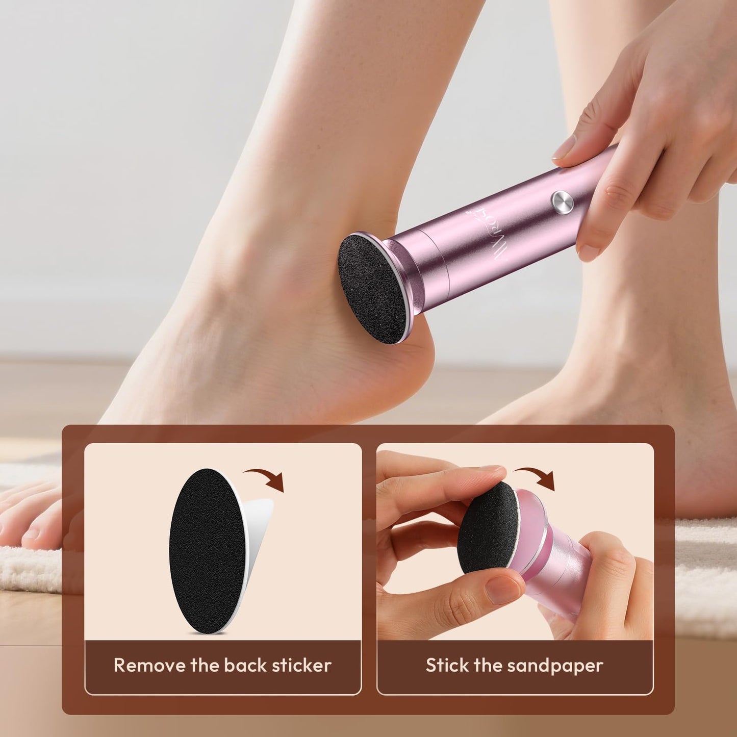 AWROSE 60 Pcs Foot File Replacement Round Sand Paper, 30 Pcs 80 Grit Sandpaper Disk & 30 Pcs 100 Grit Sandpaper Disk, Compatible with Electric Foot File Callus for Dead Skin Remover