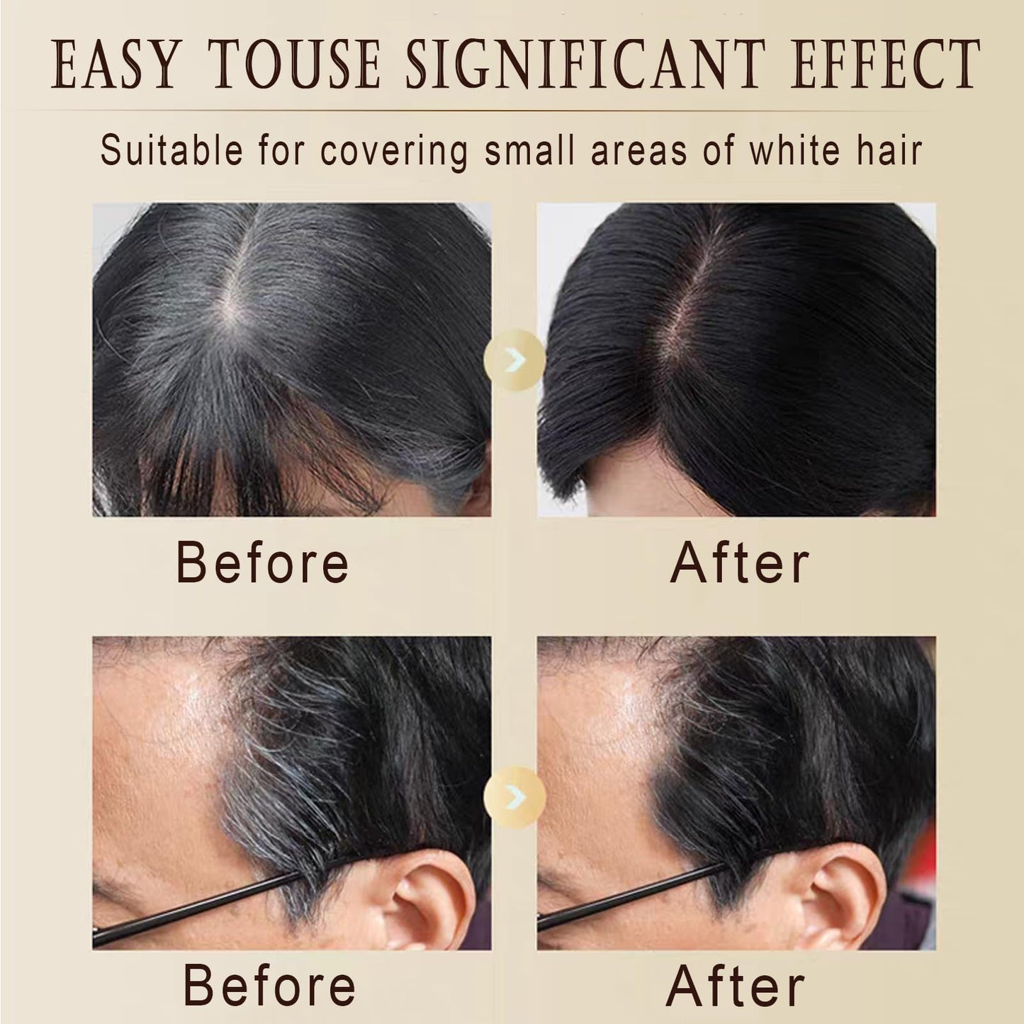 Safe and Convenient Comb Hair Dye, Portable Hair Color Comb for Gray Hair Coverage, Waterproof and Sweat-Proof Hair Concealer Stick, 2 in 1 Instant Dye, for Women & Men (Brownish Black, 02)