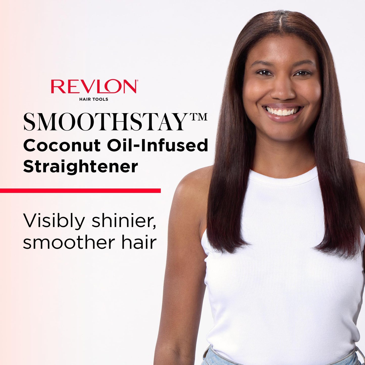 REVLON Smoothstay 1 Inch Hair Straightener - Coconut Oil Infused Flat Iron Helps Enhance Shine & Smoothness, Reduces Frizz, Sleek Straight Hair