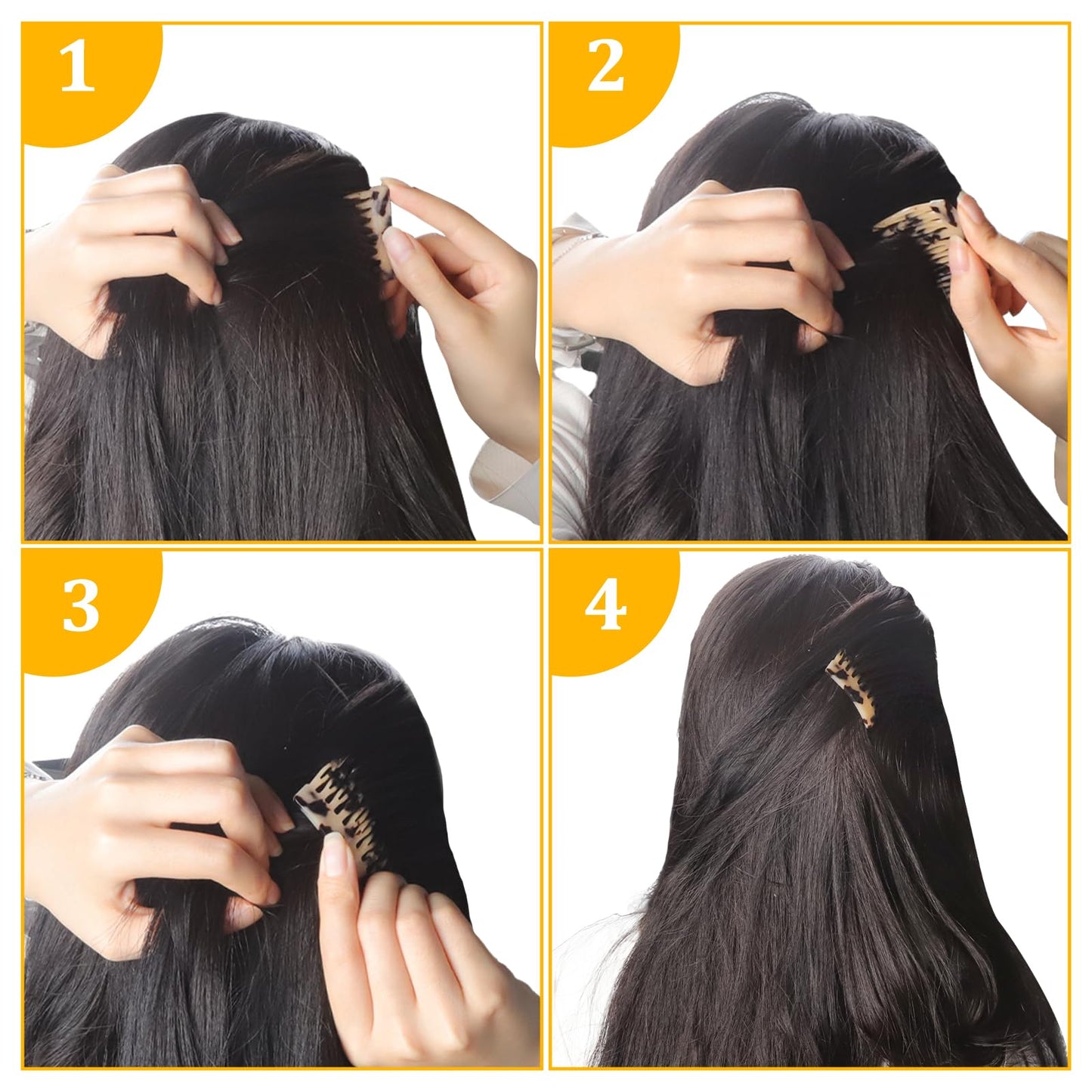 4 Pcs French Hair Side Combs Twist Combs Small Combs for Styling Decorative French Hair Comb for Women Bun Chignon Up-Do Styling Girls Hair Accessories