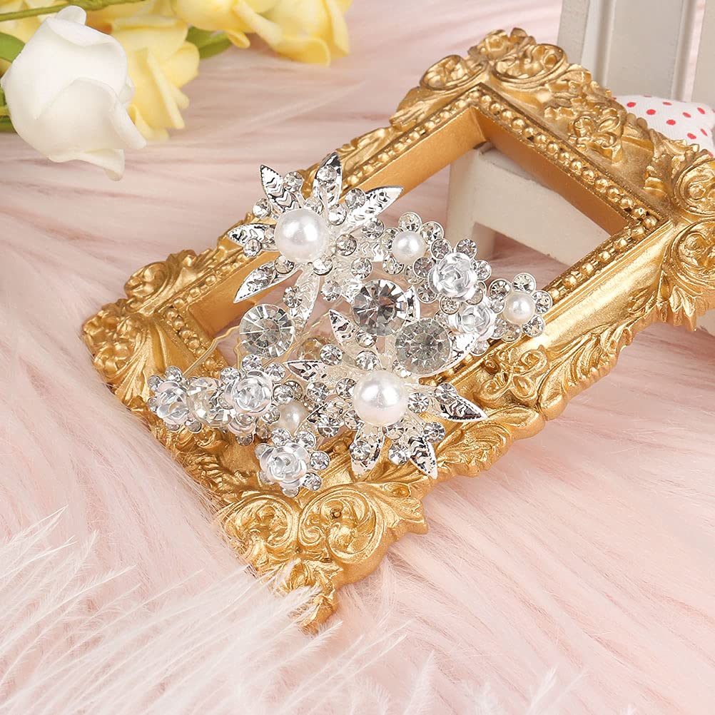 40 Pieces Bridal Hair Pins, Clips and Barrettes with Crystal Pearl Flowers, Women's Proms Hair Jewelry Accessories, Gift Stocking Stuffers for Girls