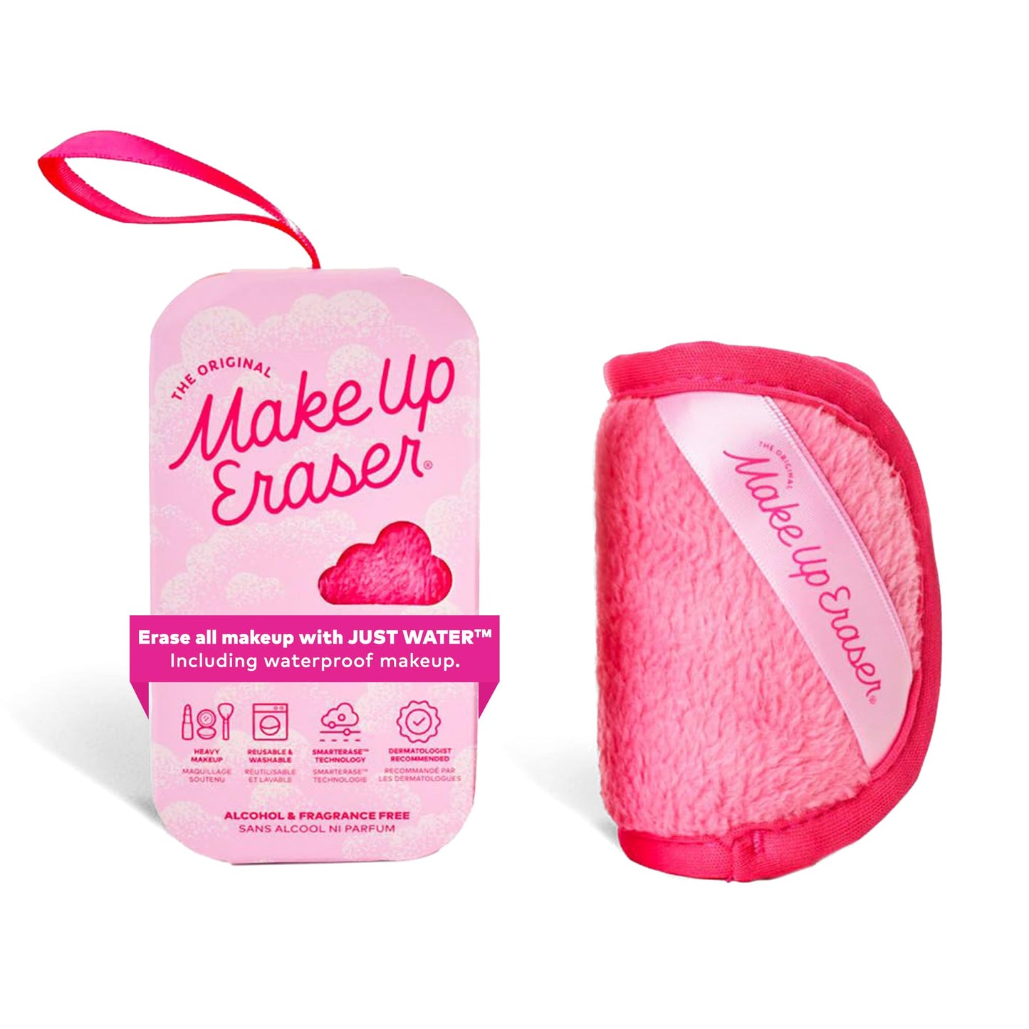 The Original MakeUp Eraser Mini PRO, Erase All Makeup With Just Water, Including Waterproof Mascara, Eyeliner, Foundation, Lipstick, Sunscreen and More! Original Pink, 1ct.