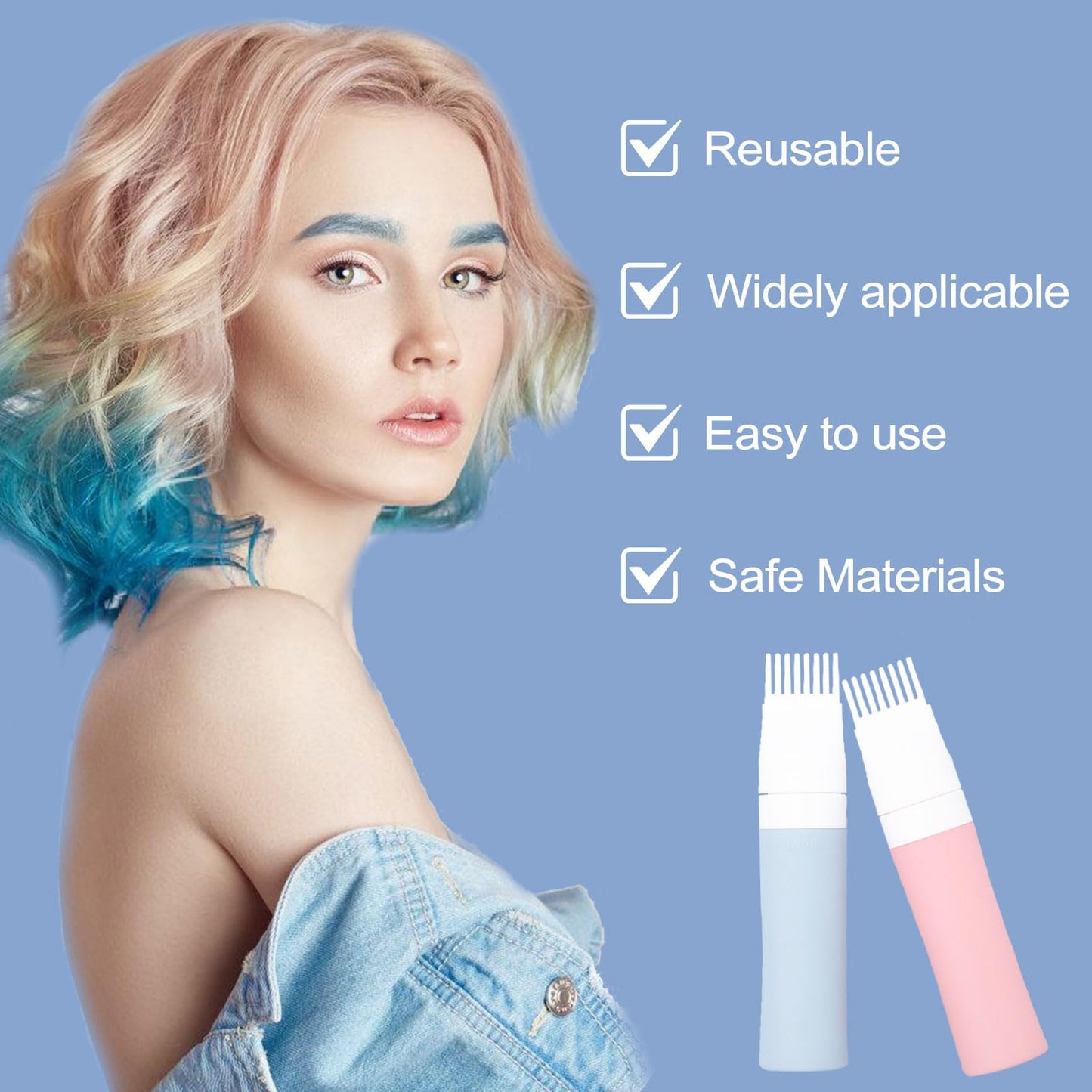 Lapfoon 2 Packs Silicone Hair Oil Applicator, 2.7 Ounce Root Comb Applicator Bottle for Hair Dye, Hair Dye Comb Brush, Scalp Oil Applicator Bottle