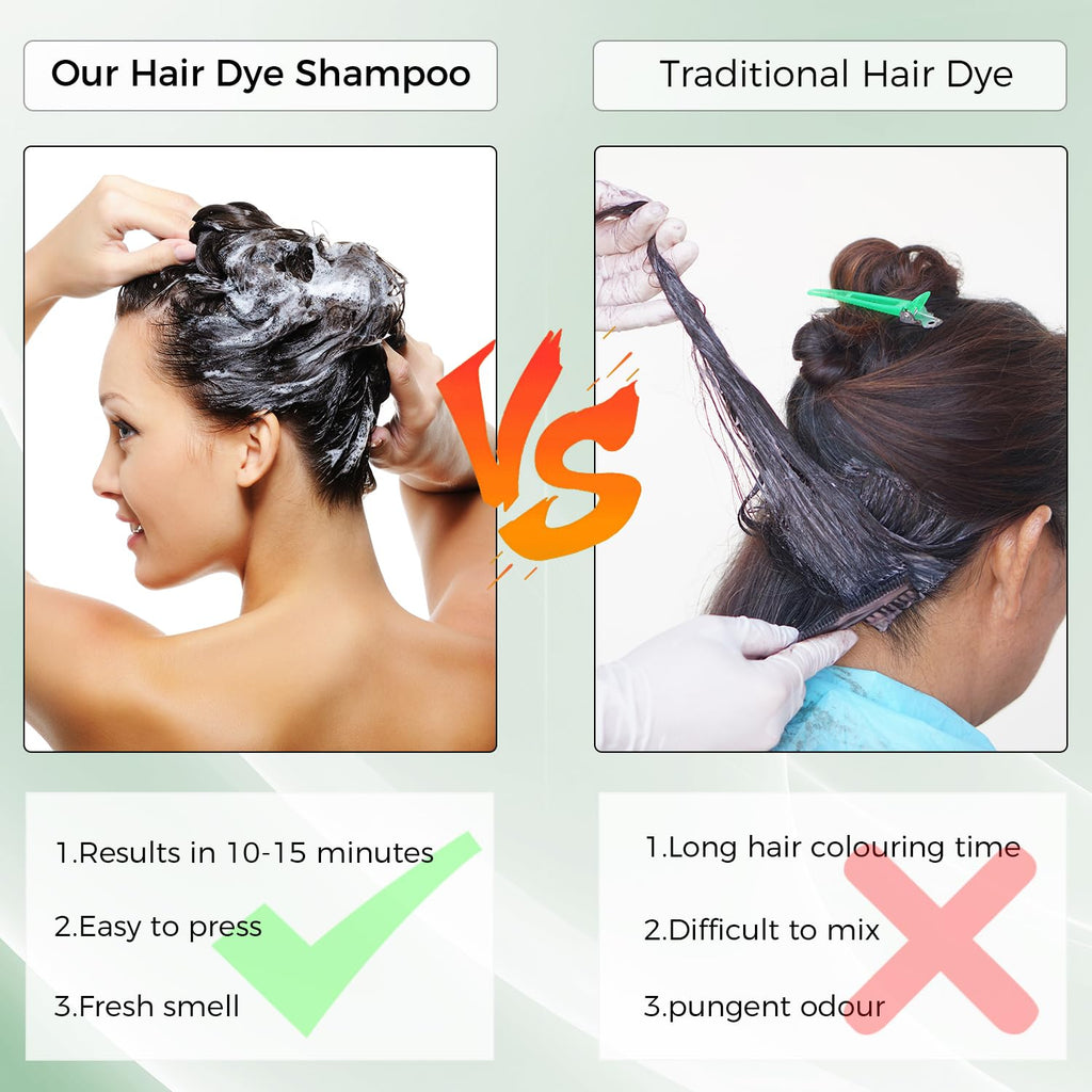 Black Hair Dye Shampoo 3 in 1，Argan Herbal Hair Color Shampoo Covers Gray Hair for Women and Men (16.9 fl.oz Black)