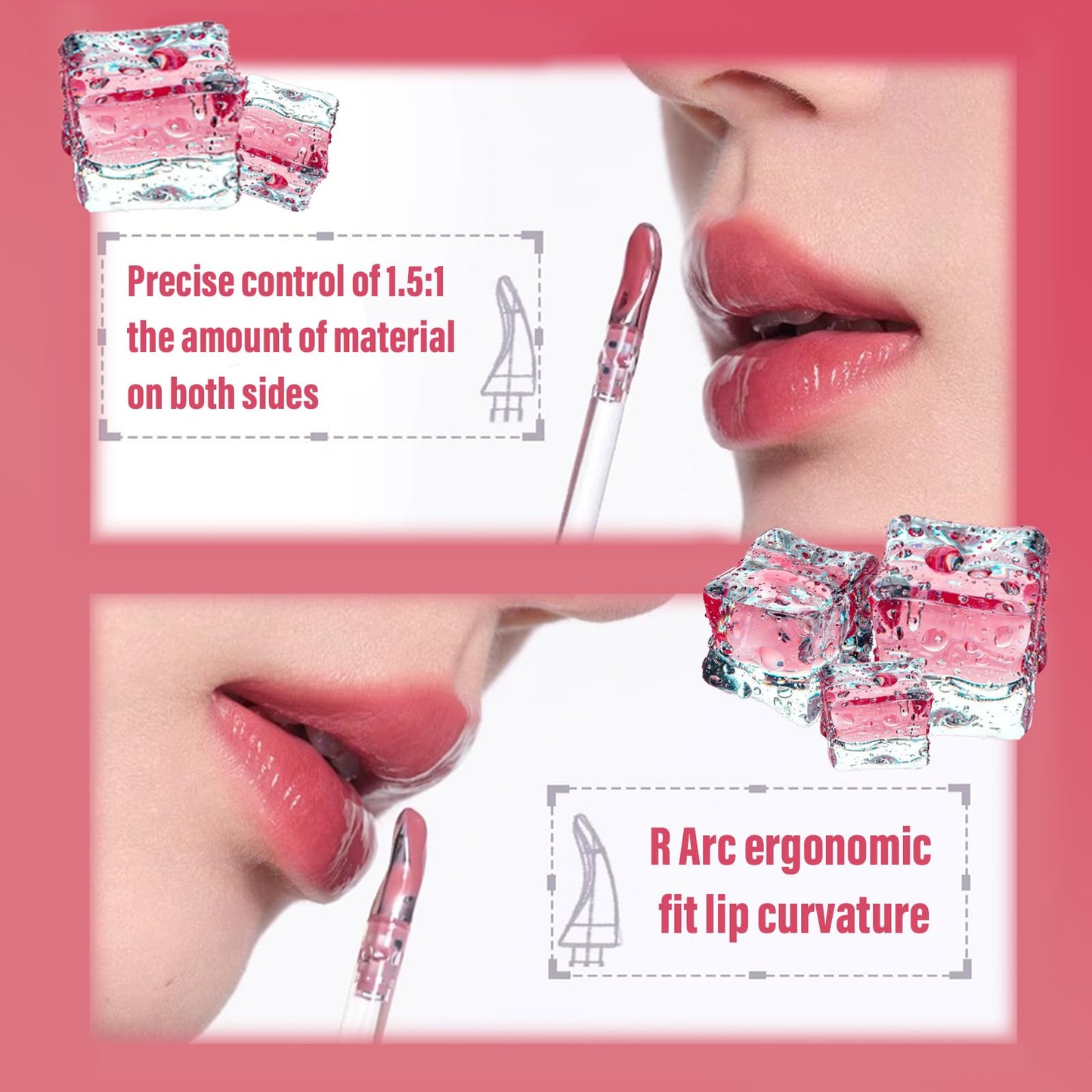 Gymfber Ice Watery Lip Gloss, Jelly Hydrating Lip Gloss, Moisturizing Nonstick Tinted Gloss Lips Oil (10#)