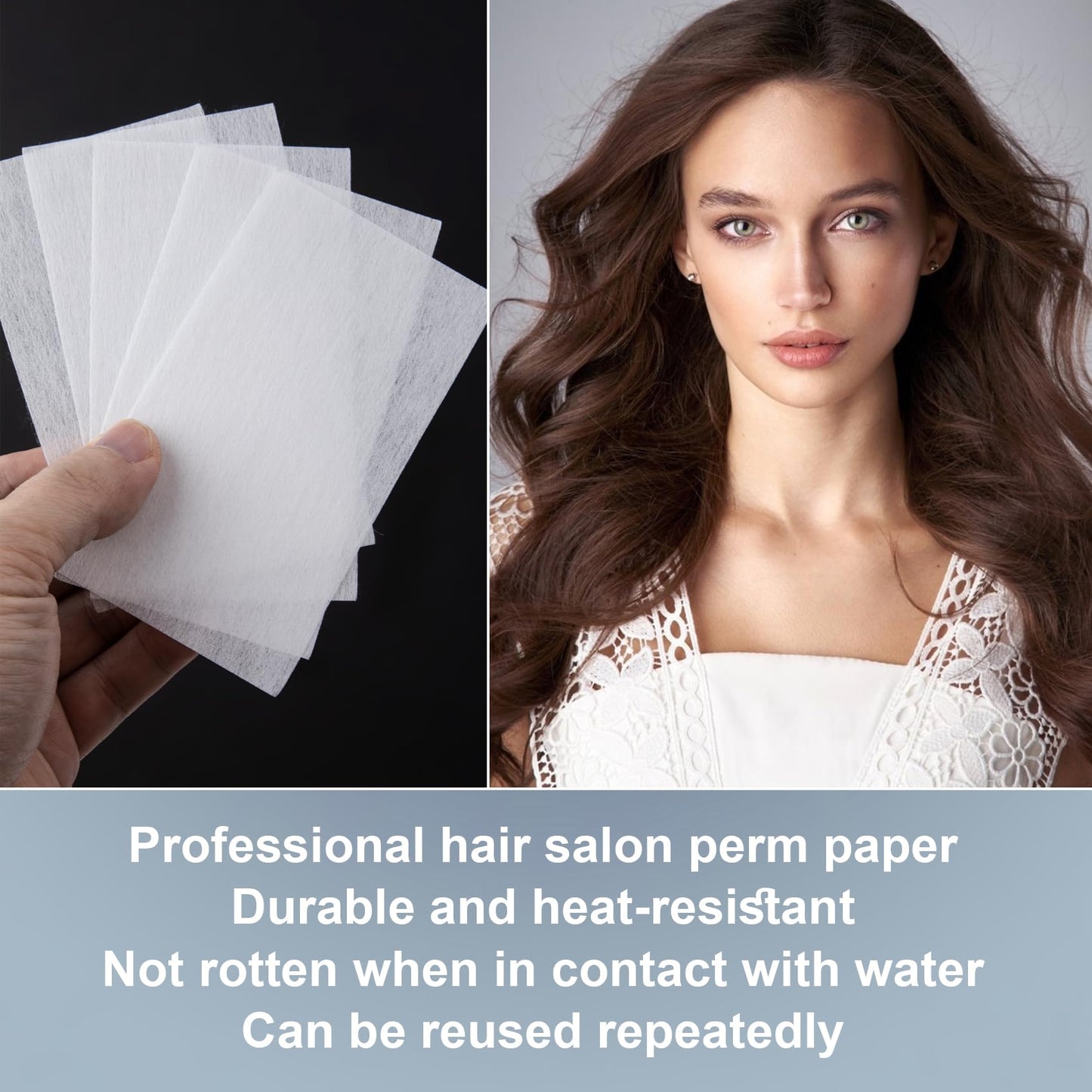 HINZIC 100pcs End Papers for Hair Perm, Disposable Hair Perm Papers with High Temperature Resistance, Salon Home Hair Styling Accessories for Cold and Hot Perm