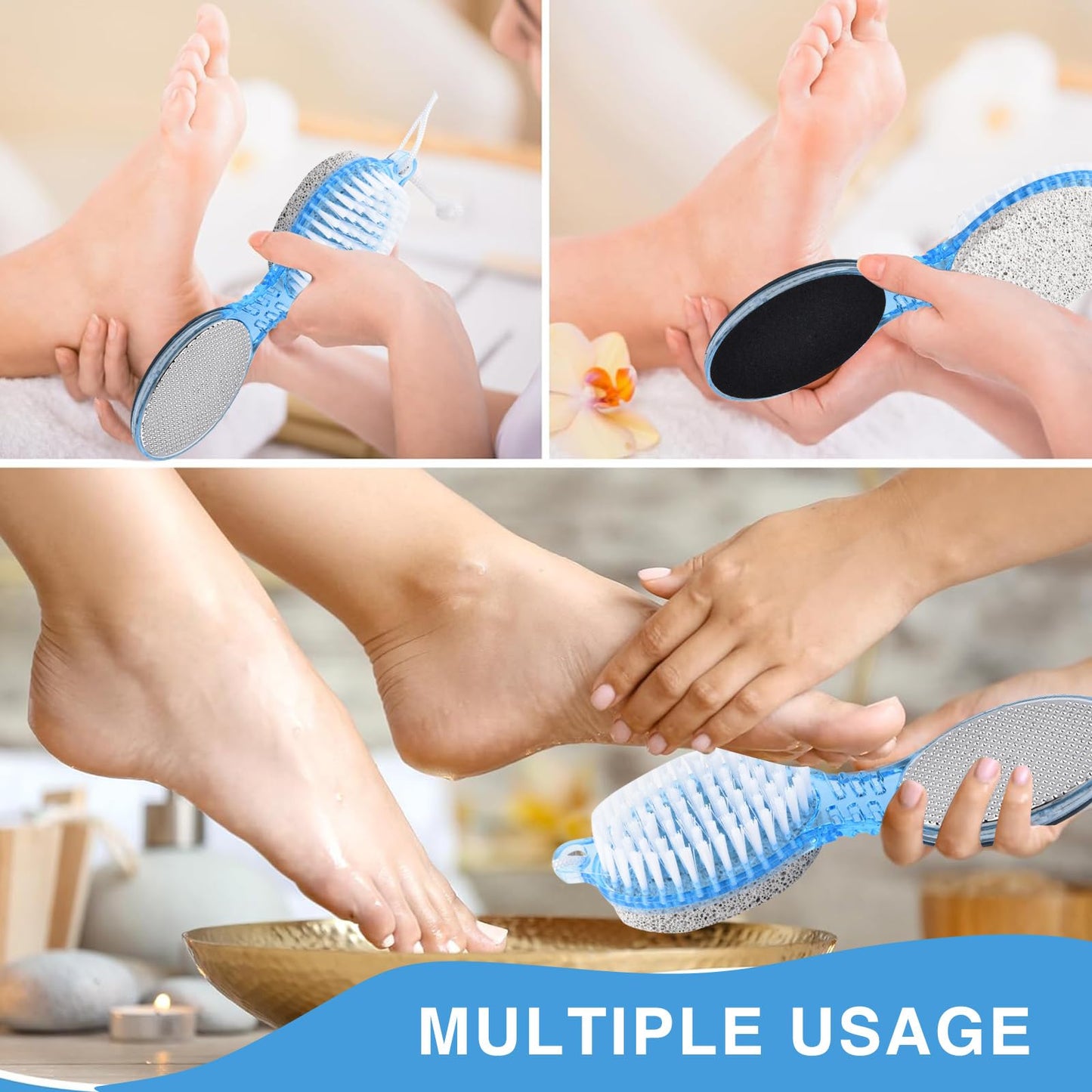 Qiyuda 3 Pcs 4 in 1 Foot Brush, Shower Foot Cleaning Scrubber Pedicure Brush Dead Skin Remover