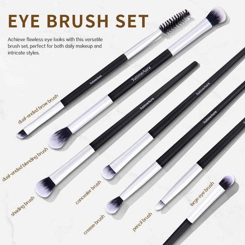 YutimeAura Makeup Brush Set 10pc, Dual-Ended Makeup Brushes For Bronzer, Contour, Eyeshadow, Blush, Concealer, Foundation