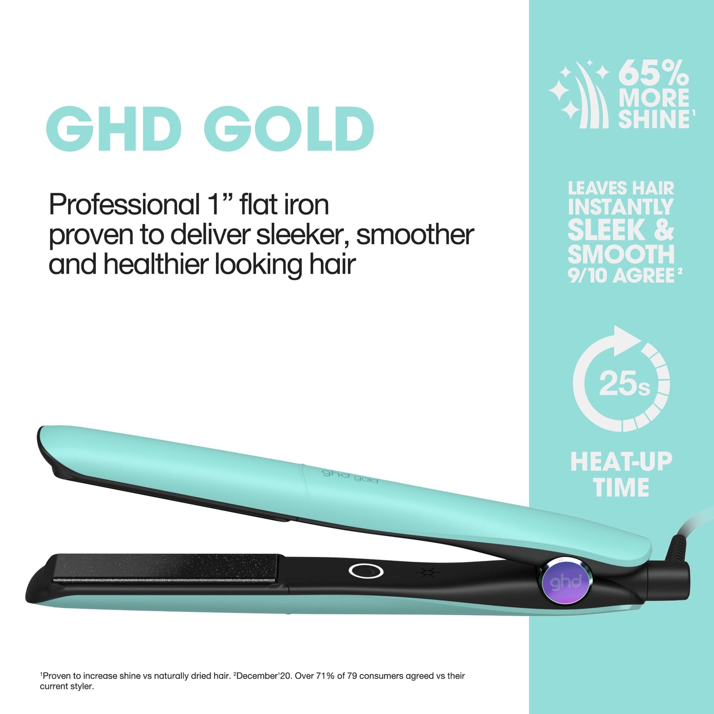 ghd Gold ― 1" Flat Iron Hair Straightener | Limited Edition in Mystic Aqua | Professional Ceramic Hair Straightening Styling Tool for Stronger Hair & More Color Protection