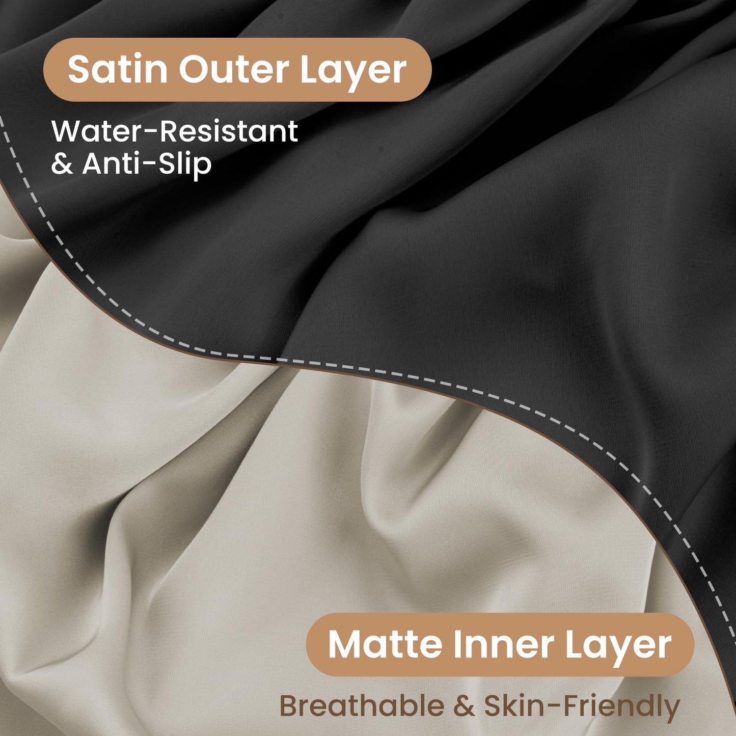 Adjustable Silk Satin Shower Cap - Sleep Hair Protector Prevents Frizz Breakage for Women Curly Natural Hair