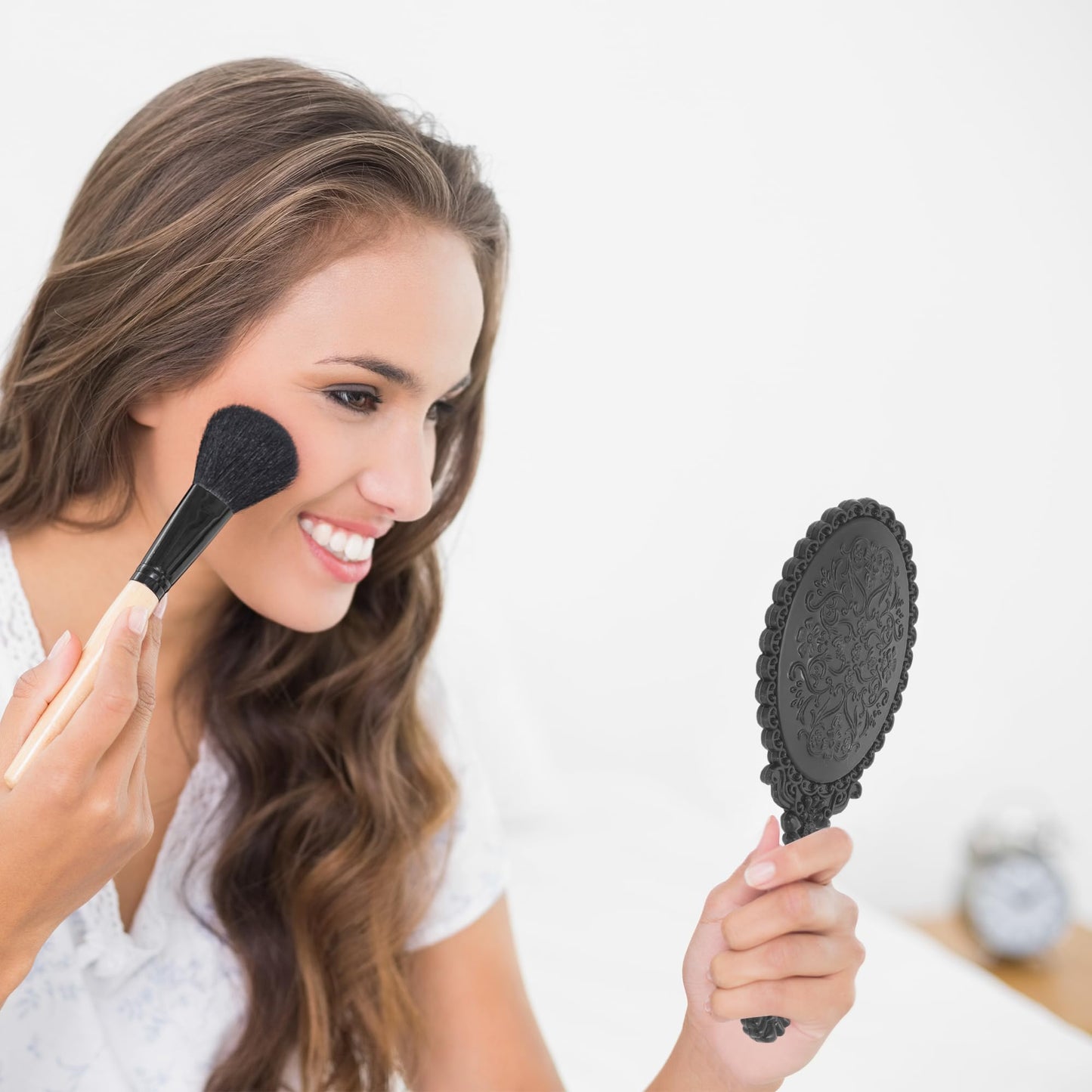 Delicate Handheld Mirror Black 2 Pcs