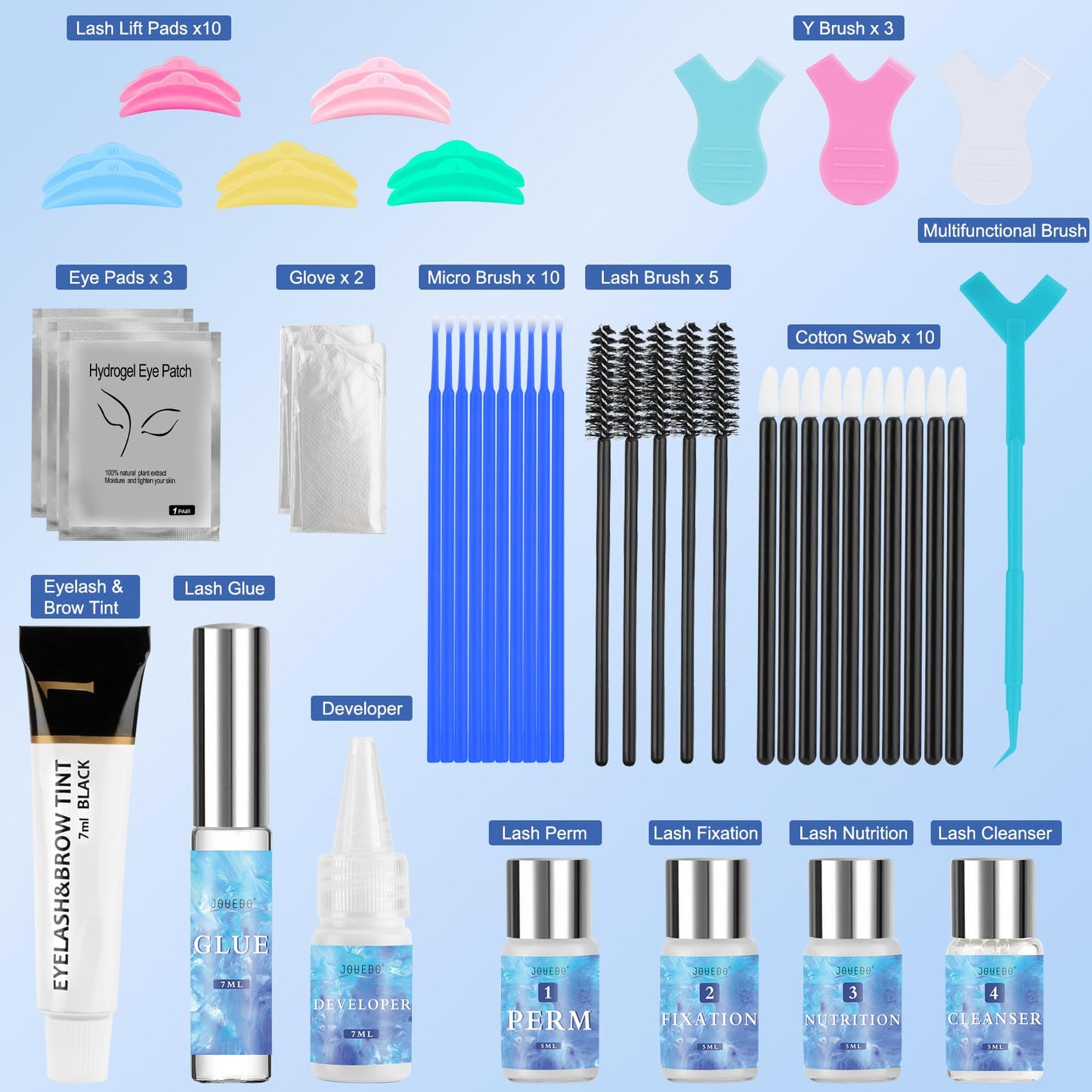 Lash Lift Kit, Eyelash Perm Kit for Natural Curling, Professional Eyelash Lift Kit for Long-Lasting Curl, Black Eyebrows & Eyelashes Color Kit, DIY Lash Lamination Set for Salon & Home Use