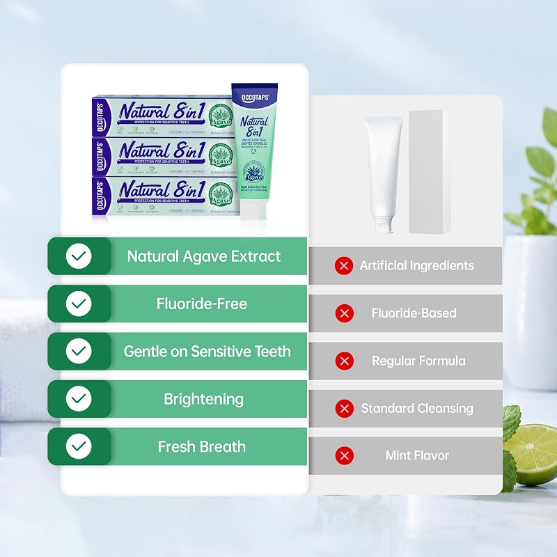 fluoride-free agave toothpaste for sensitive teeth — 3 x 3.53 fl oz pack
