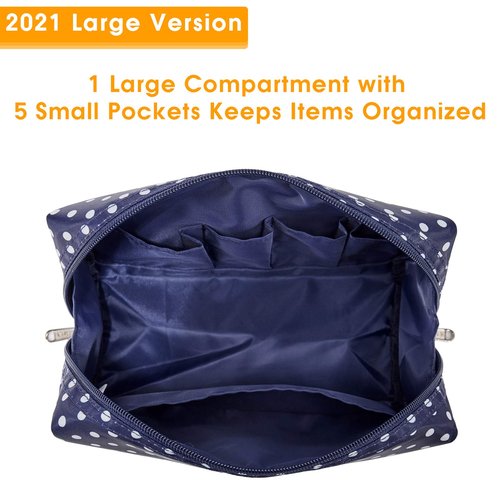 Large Makeup Bag Zipper Pouch Travel Cosmetic Organizer for Women (Large, Polka Dot)