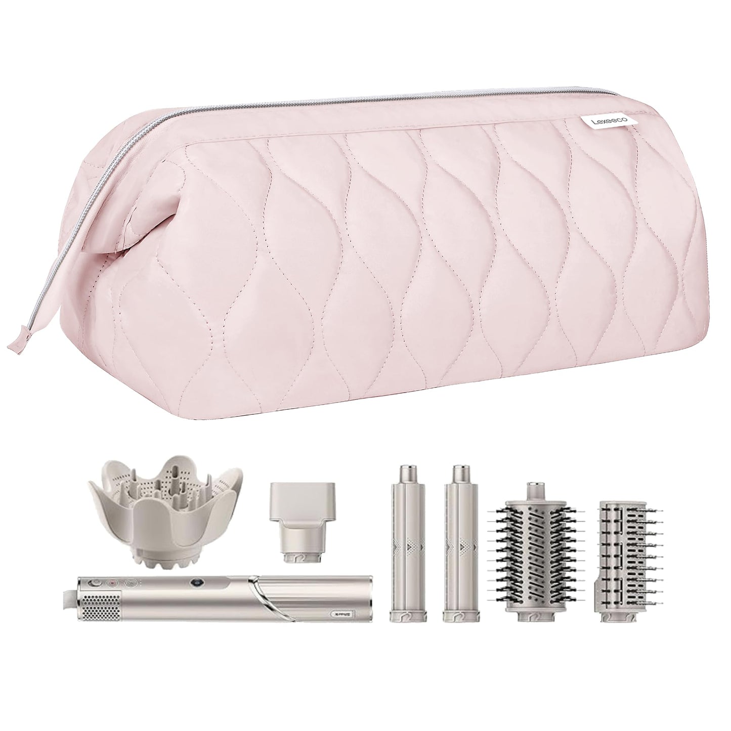 Lexeeco Hair Tools Travel Bag for Shark Flex Fusion Puffer Flexstyle Carring Case Portable Dyson Airwrap Travel Case for Shark Hair Dryer Flat Curing Iron Organizer (Pink)