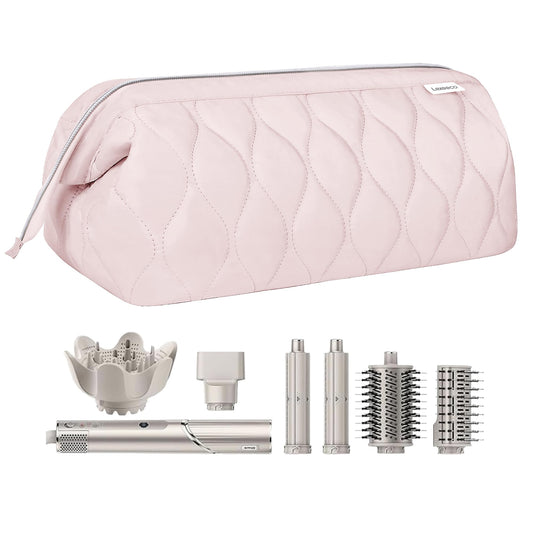 Lexeeco Hair Tools Travel Bag for Shark Flex Fusion Puffer Flexstyle Carring Case Portable Dyson Airwrap Travel Case for Shark Hair Dryer Flat Curing Iron Organizer (Pink)