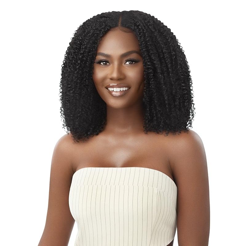 U Part Wig Leave Out COILY FRO 14 - 100% Human Hair Blend, NBLK (Outre)