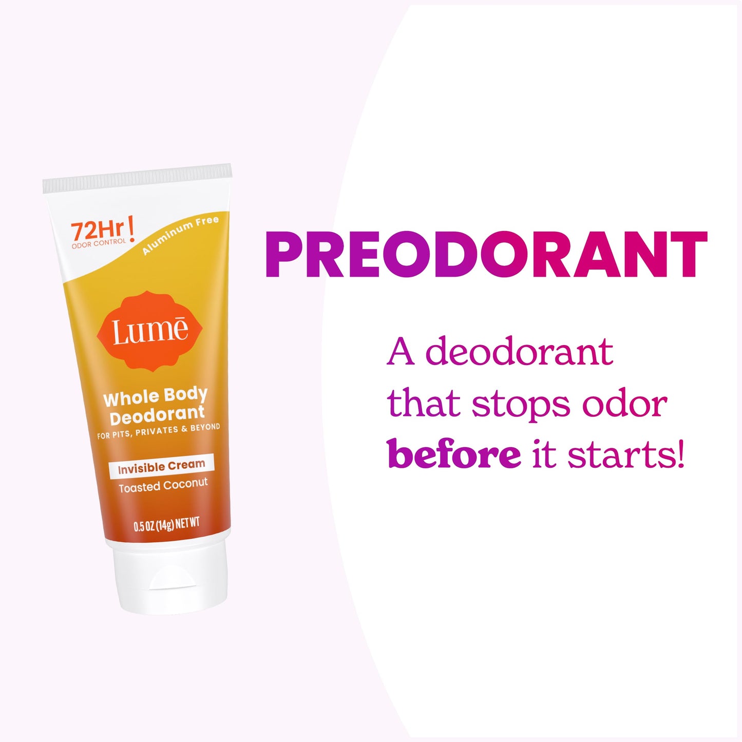 Lume Whole Body Deodorant 5 Pack Sampler - Invisible Cream Minis - 72 Hour Odor Control - Aluminum & Baking Soda Free (Clean Tangerine, Lavender Sage, Peony Rose, Toasted Coconut, Unscented)