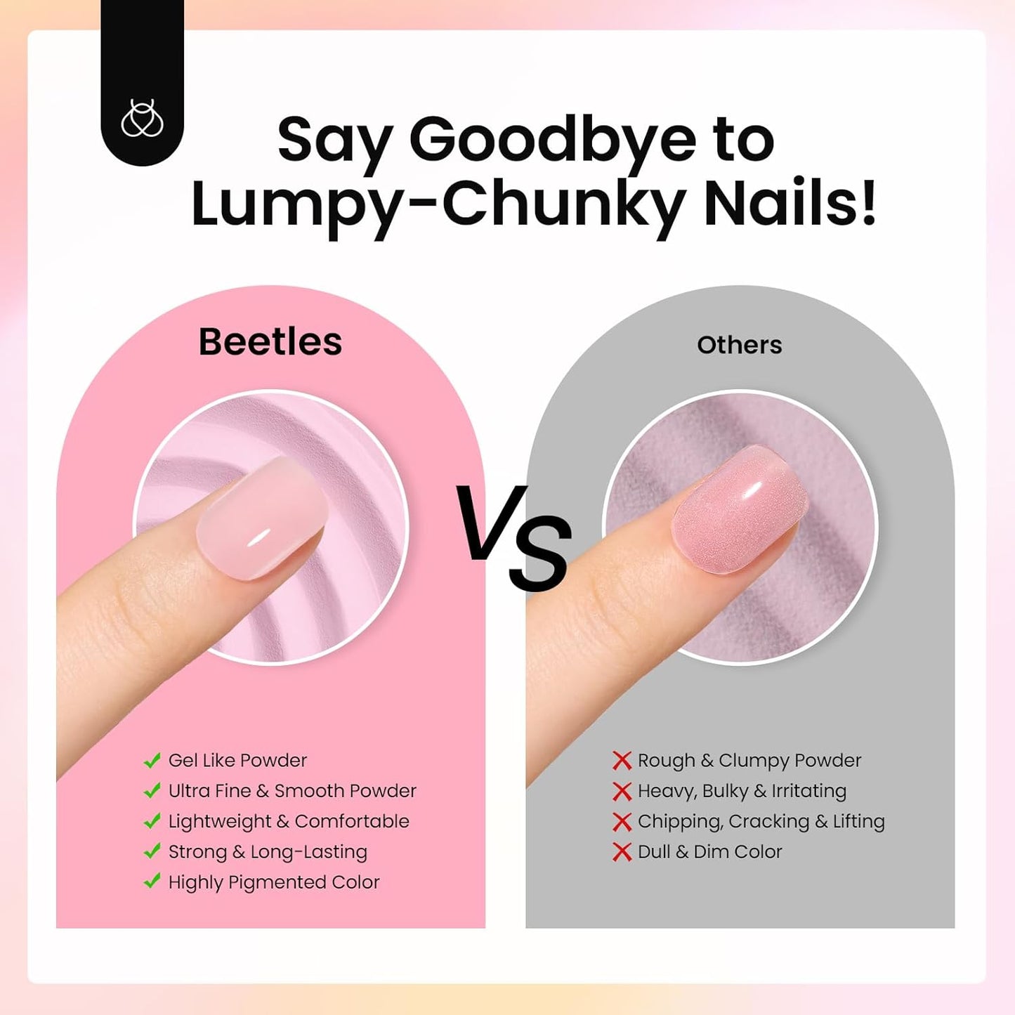 Beetles 20-Color Pink Nude Dip Powder Nail Kit - Jelly Effect & Glitter for DIY Manicure