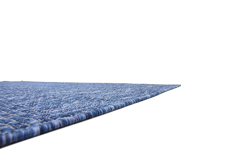 5'3" x 8' Indoor/Outdoor Flatweave Area Rug - Blue/Navy Heathered, Unique Loom