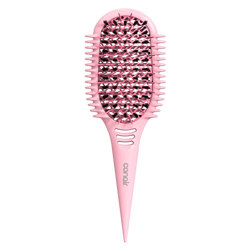 Conair Detangling Brush for Tight Curls & Long Hair - Mixed Bristles, Light Pink