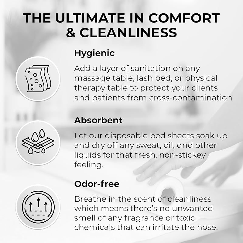 Disposable Massage Bed Cover - 2 Rolls, 60 Sheets/Roll, 31.5 x 71 in, Non-Woven Waterproof Covers