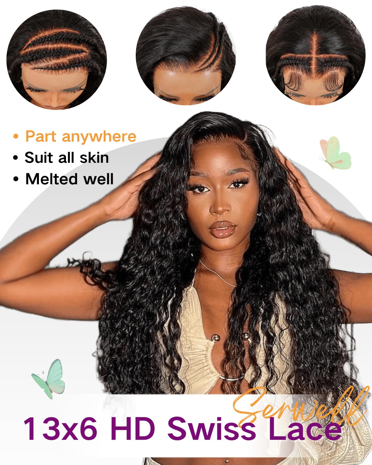 26 Inch Water Wave Lace Front Wigs Human Hair 13x6 HD Lace Front Wigs Deep Wave 200% Density Wet and Wavy Lace Front Wigs Human Hair Deep Wave Wigs for Black Women