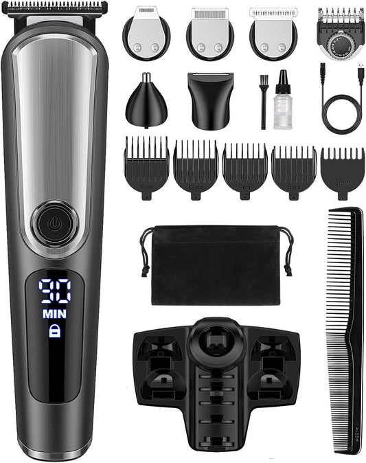 Beard Trimmer for Men - Cordless Waterproof Grooming Kit with LED Display