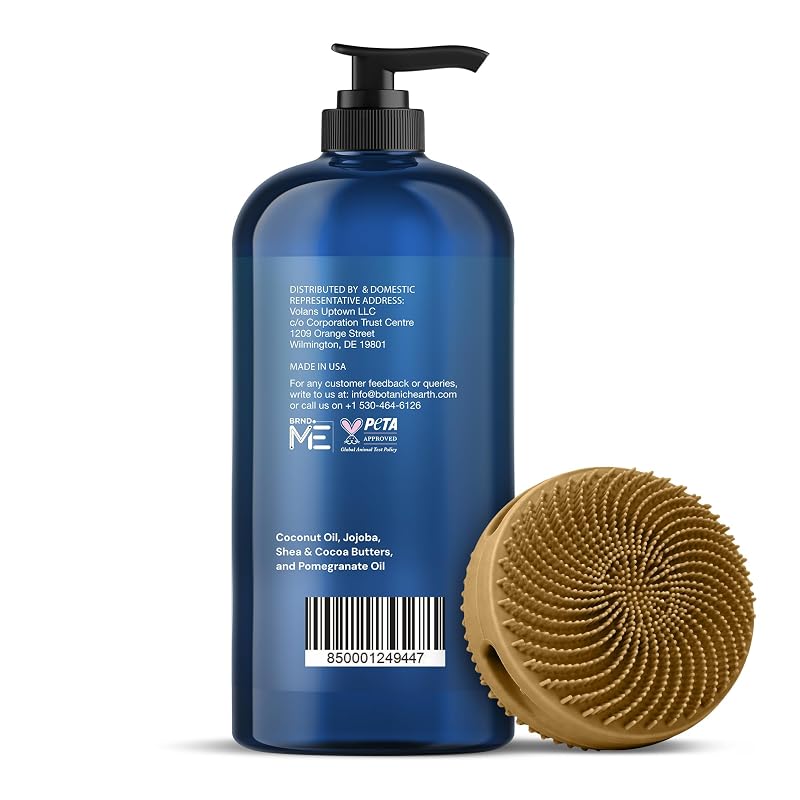 Tea Tree & Mint Body Wash with Silicone Body Brush – 16 fl oz, Botanic Hearth