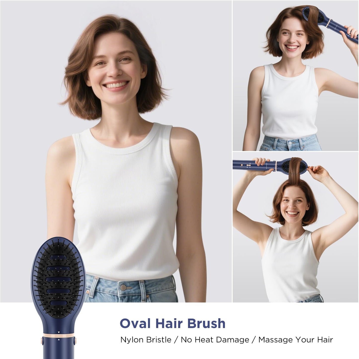 5 in 1 Blow Dryer Brush IG INGLAM MegaAir Hair Styler Brushless Hair Dryer Brush Left/Right Air Auto-Wrap Curler Hot Air Brush Negative Ions No Heat Damage Frizz-Free Drying Curling, Prussian Blue