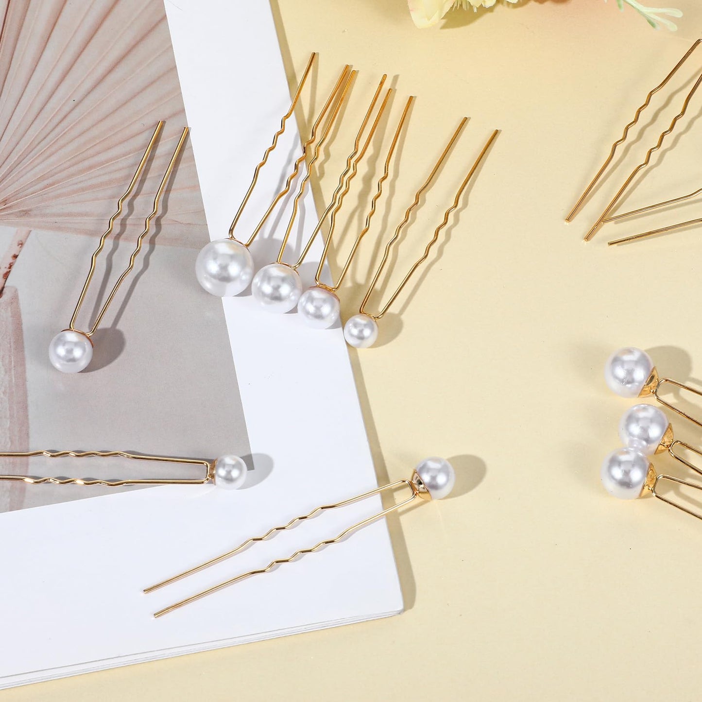 YUXIANLB 40 PCS Pearl Hair Pins Wedding Pearl Hairpins U Pearls Shaped Hair Accessories Bridal Bobby Pins White Pearls Bobby Clip Gold Vintage Headpiece Jewelry for Brides Bridesmaids Women Hairstyles