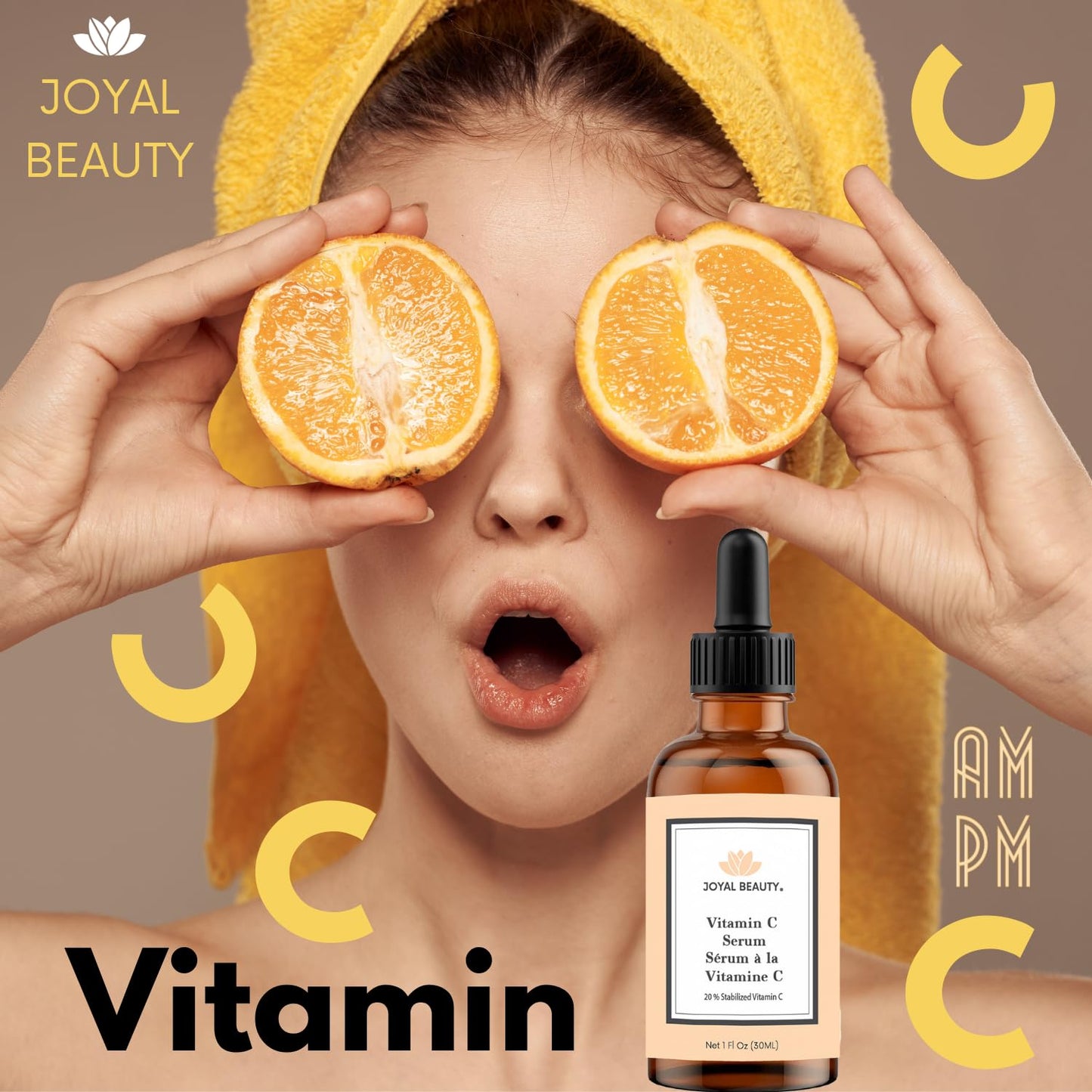 Joyal Beauty Vitamin C Serum with Hyaluronic Acid Vitamin E for Face and Skin. 20% Potent Vitamin C for Younger-look