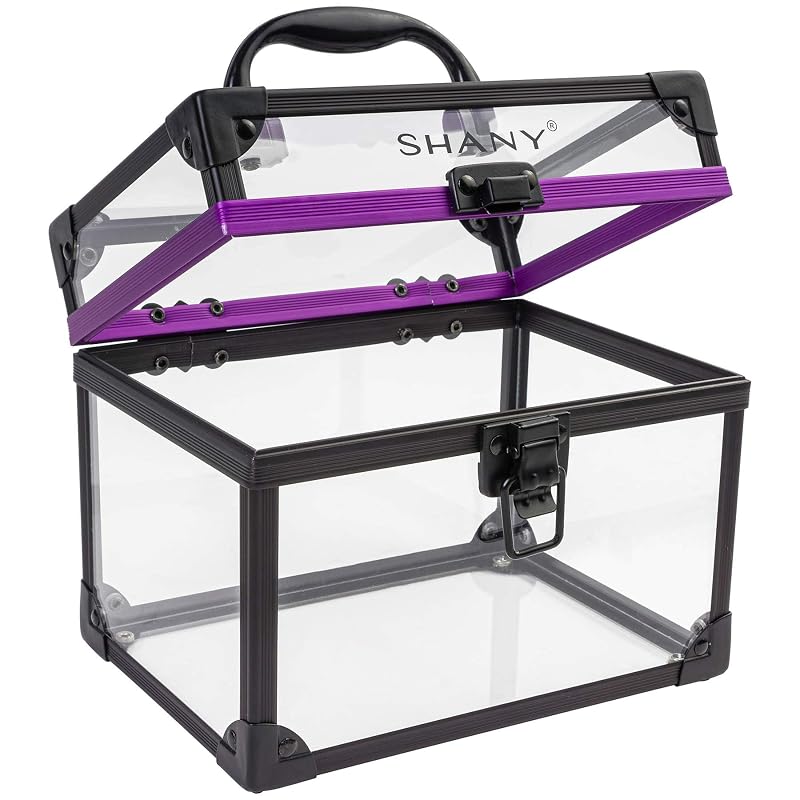Clear Train Case Makeup Bag with Lock - Large Travel Cosmetic Organizer