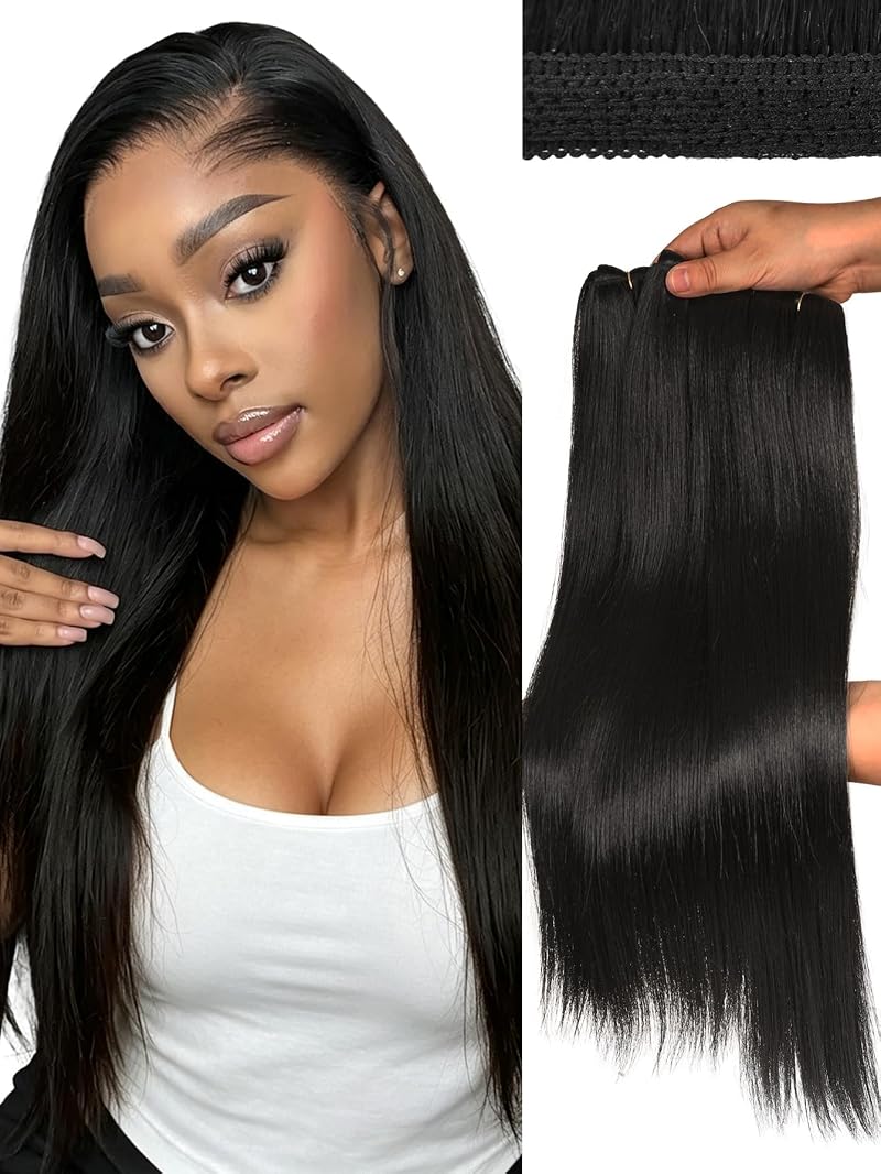 Sew-In Hair Extensions Kit 4-Layer Craftsmanship 3 Bundles 18, 20, 22" Natural Black